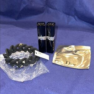 2 Dior Forever Liquid Lipsticks with Marc Jacob’s Black Bracelet & Dior Prestige